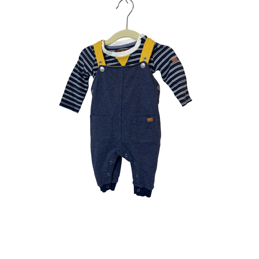 7 For All Mankind Overalls Baby Boys‎ 0-3 Months Blue Stripe Knit One Piece